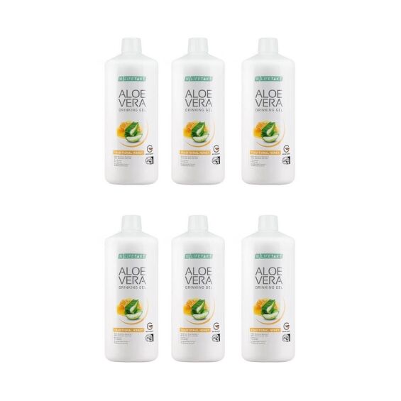 Aloe Vera Gel Bebível de Mel consiste em gel de folha de Aloe Vera 90% puro